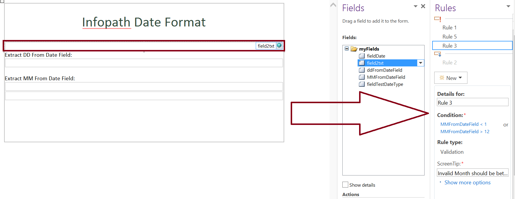 How to validate the date column in Infopath form in 3 steps Global