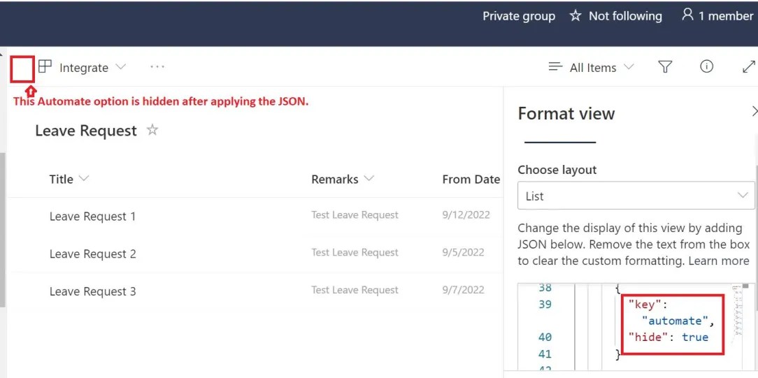 How to hide add new item in SharePoint list using JSON SharePoint