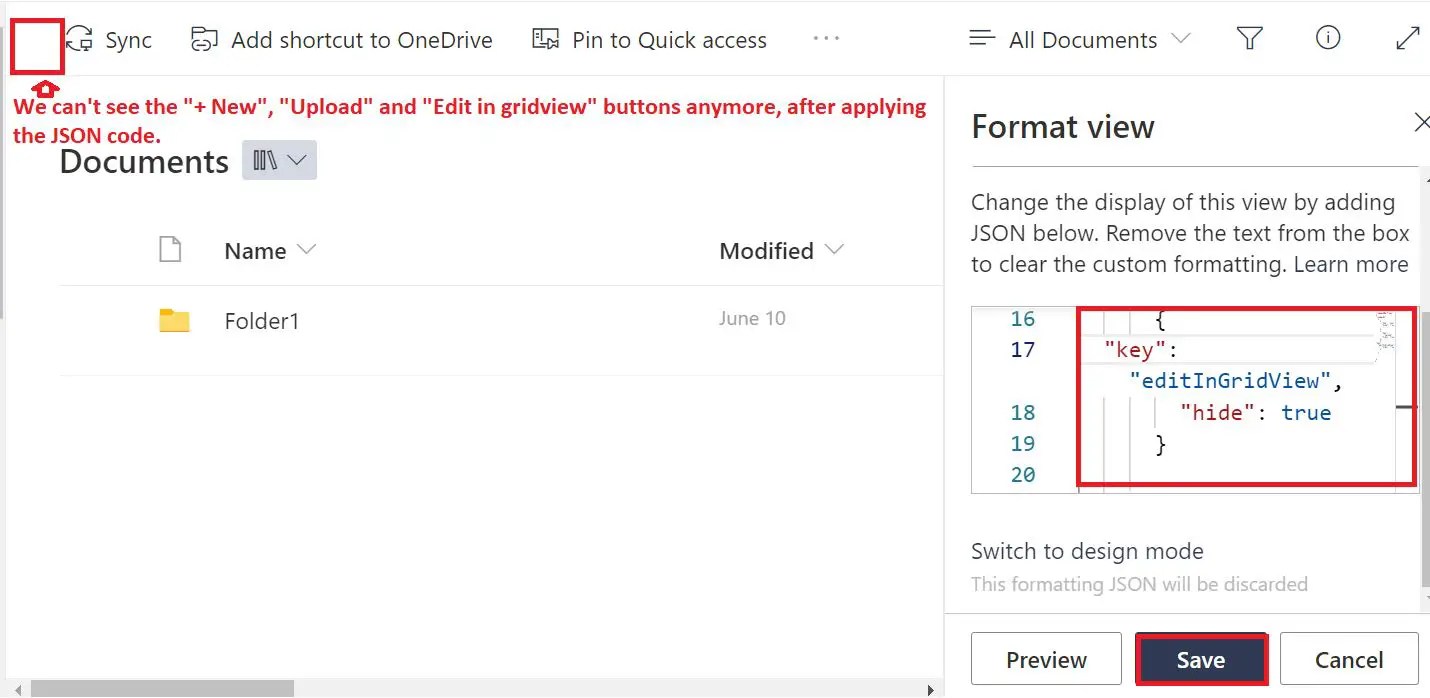 How to hide add new item in SharePoint list using JSON SharePoint