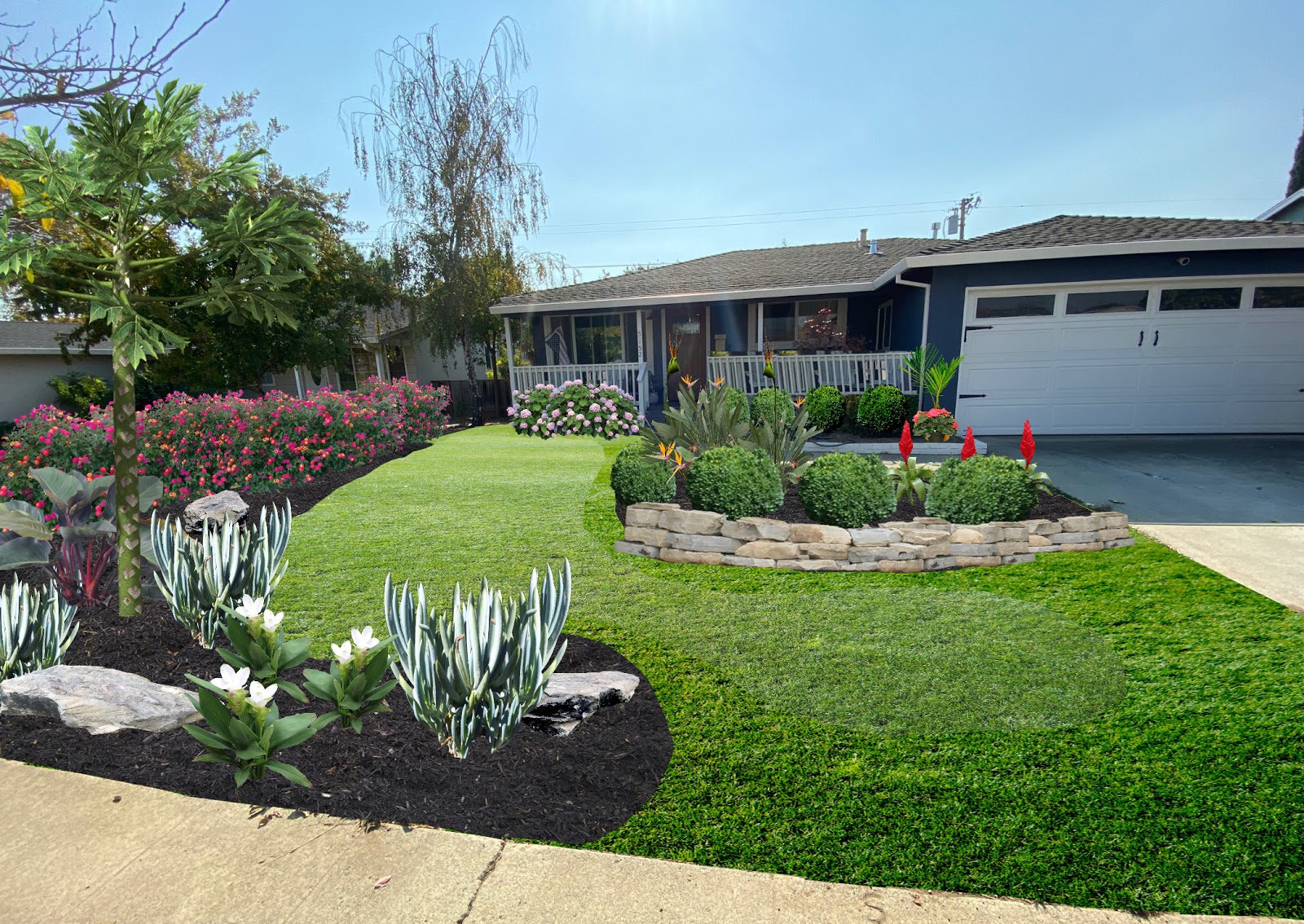 Shrubs For A Ranch Style Home / Photo Gallery Front Yards With Curb