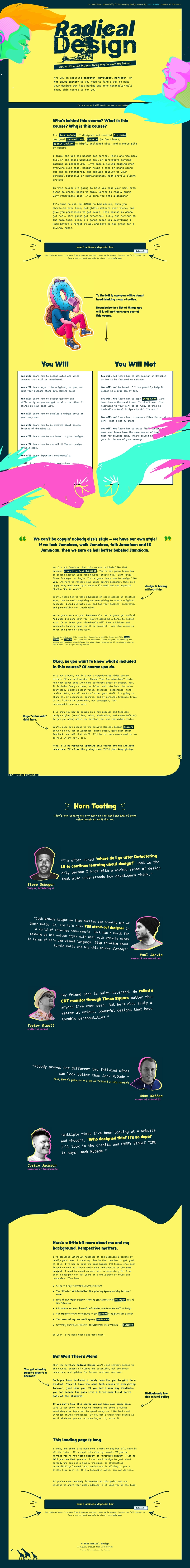 Radical Design's Landing Page