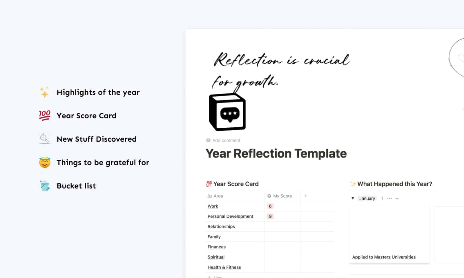 Year Reflection Template Notion Everything