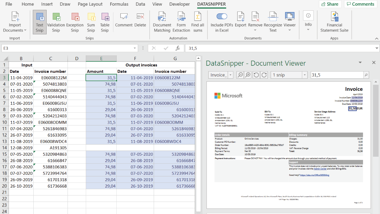 Test of Detail DataSnipper Audit Platform