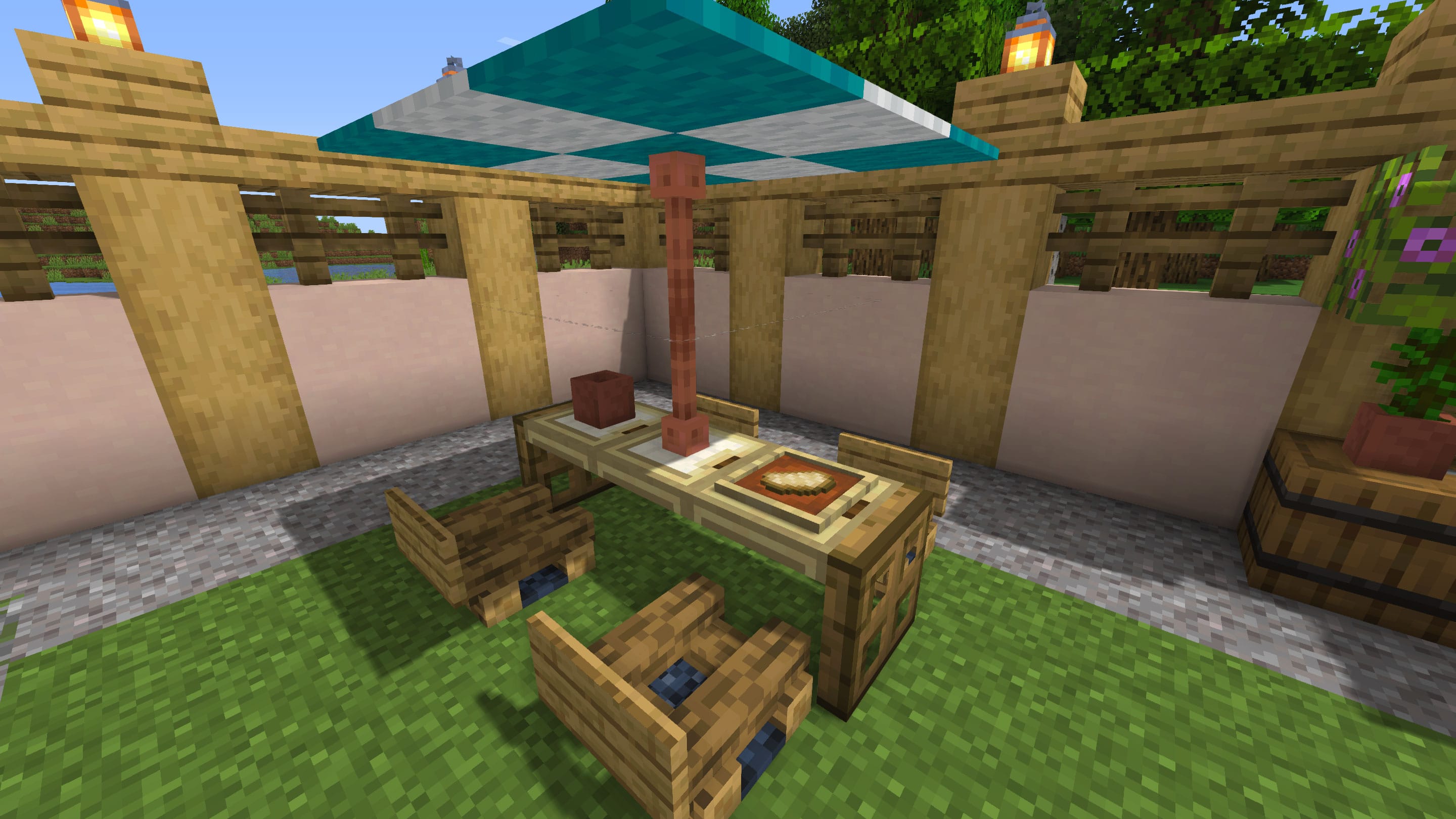 Patio Table + Umbrella by JotBot Minecraft Build Tutorial