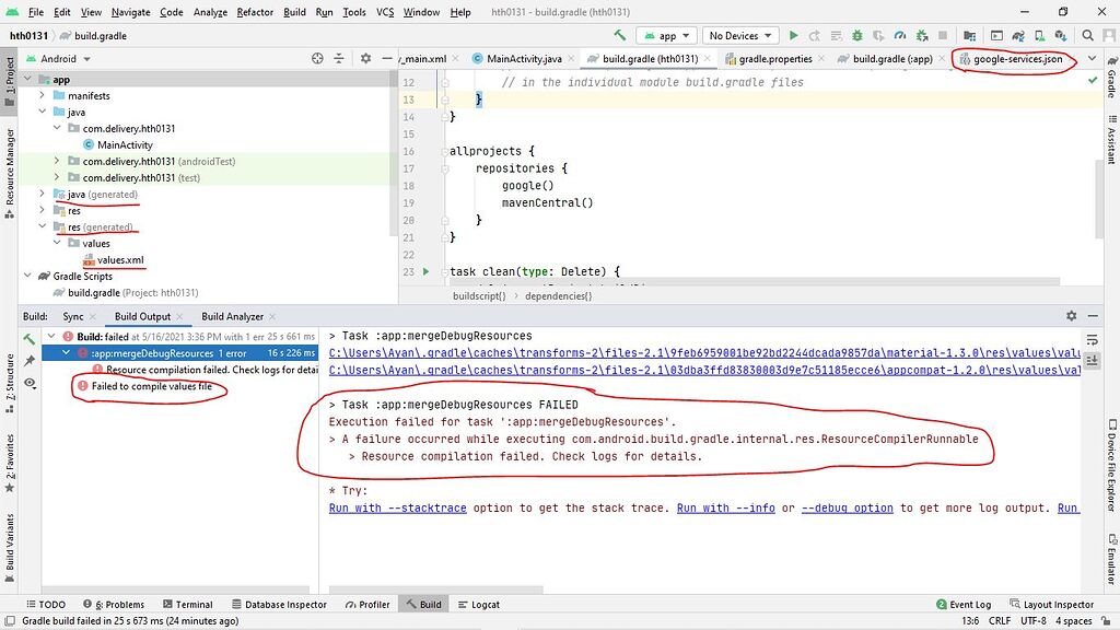Execution failed for task ‘appmergeDebugResources’. com.android.build