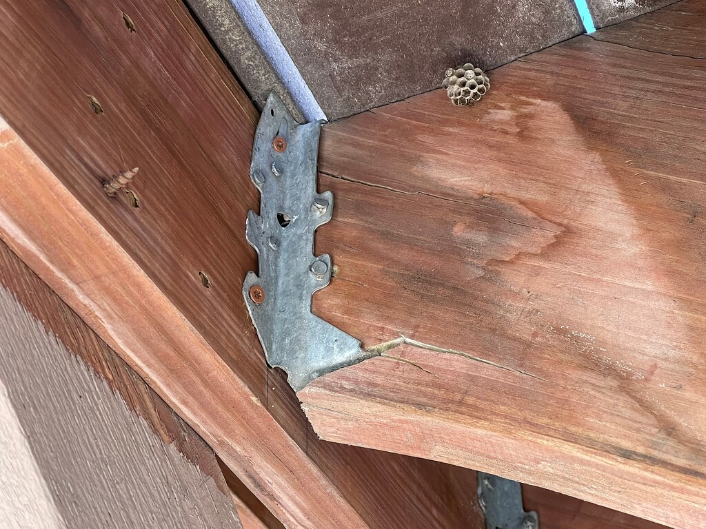 Joist hangers used for stair stringers Exterior Inspections