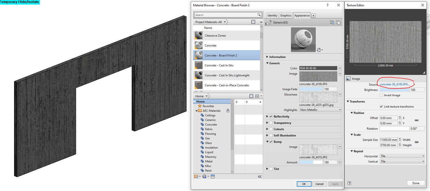 [Missing Bitmaps] Revit Element with material > Rhino geometry with