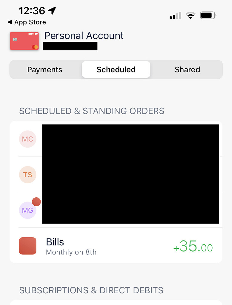 Pot scheduled payment not showing in scheduled payments list Bug