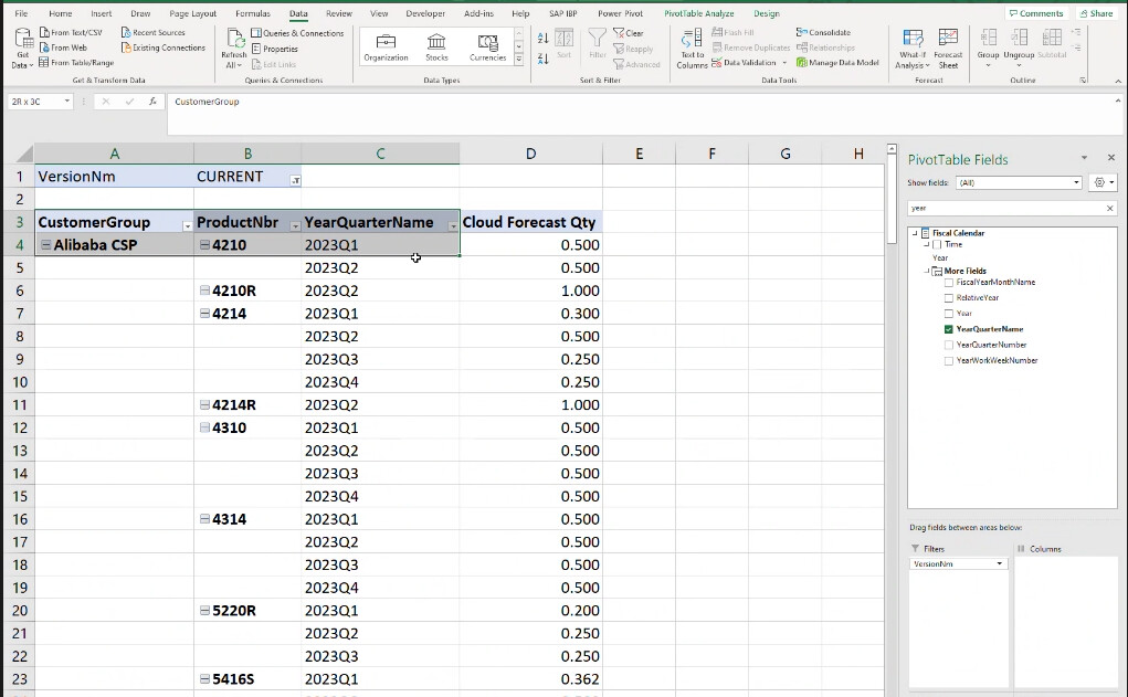 How to autofill or repeat the cell value in Pivot table Studio