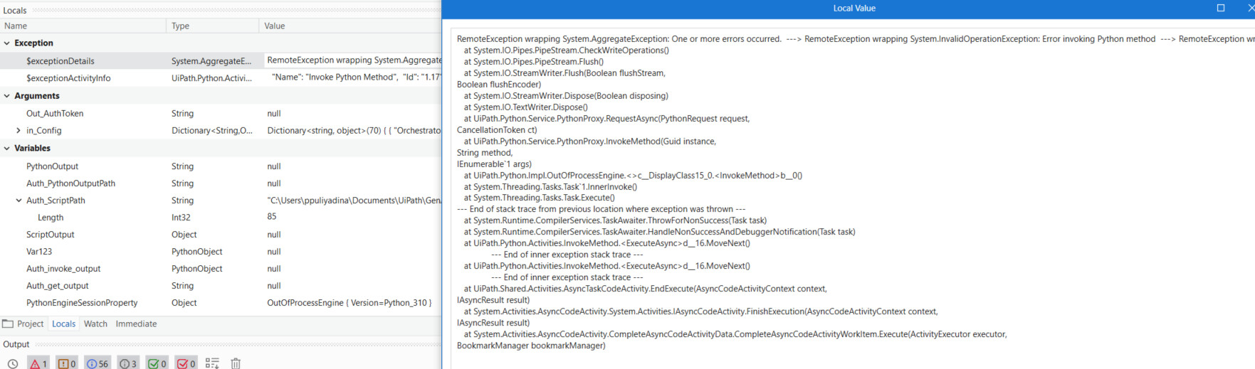RemoteException wrapping System.IO.IOException Pipe is broken "Invoke