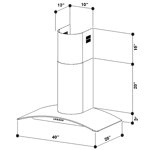 Range Hood Curved Glass Stainless Steel 40″ (Clearance) Range Hoods