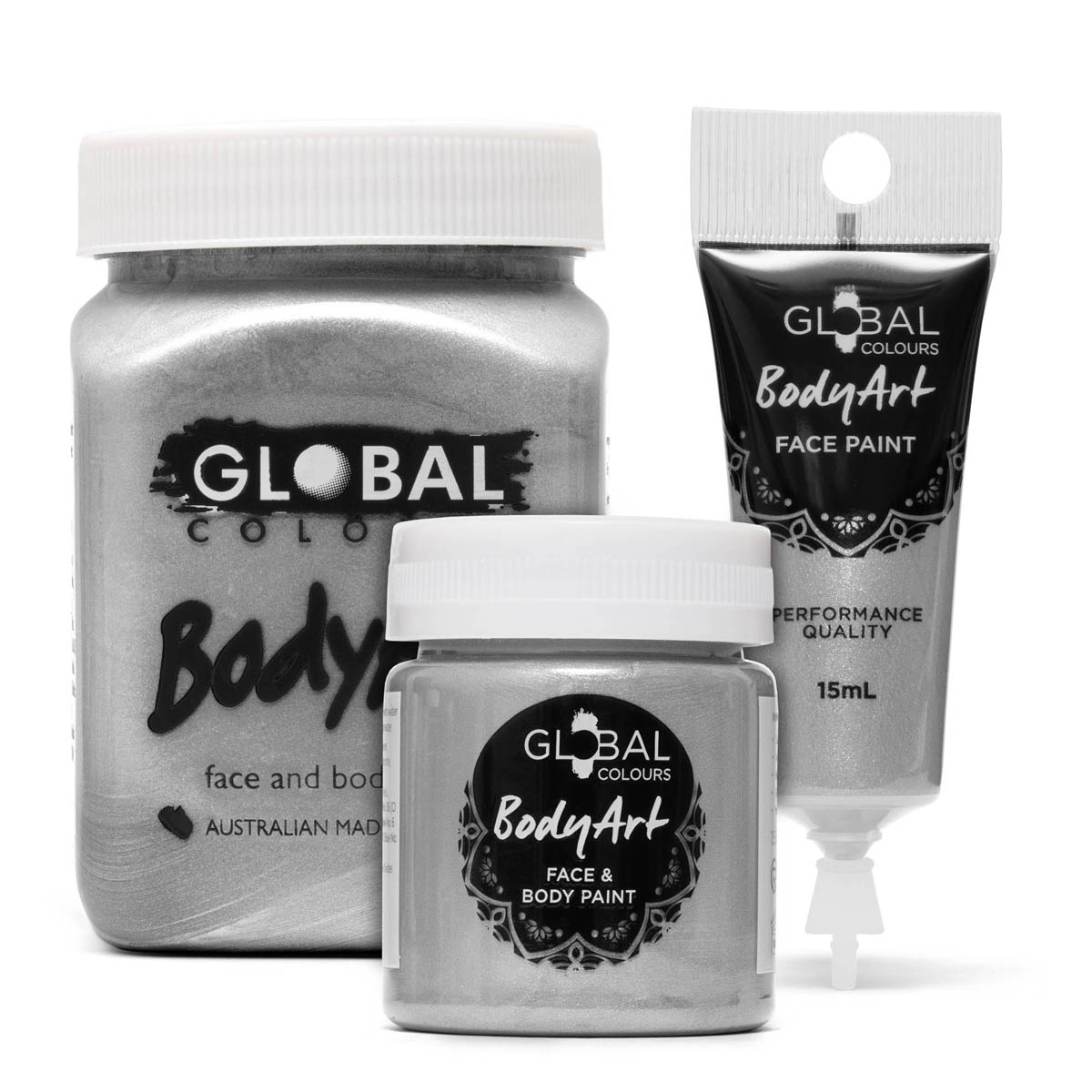 Global Colours Metallic Silver Face & BodyArt Liquid Paint