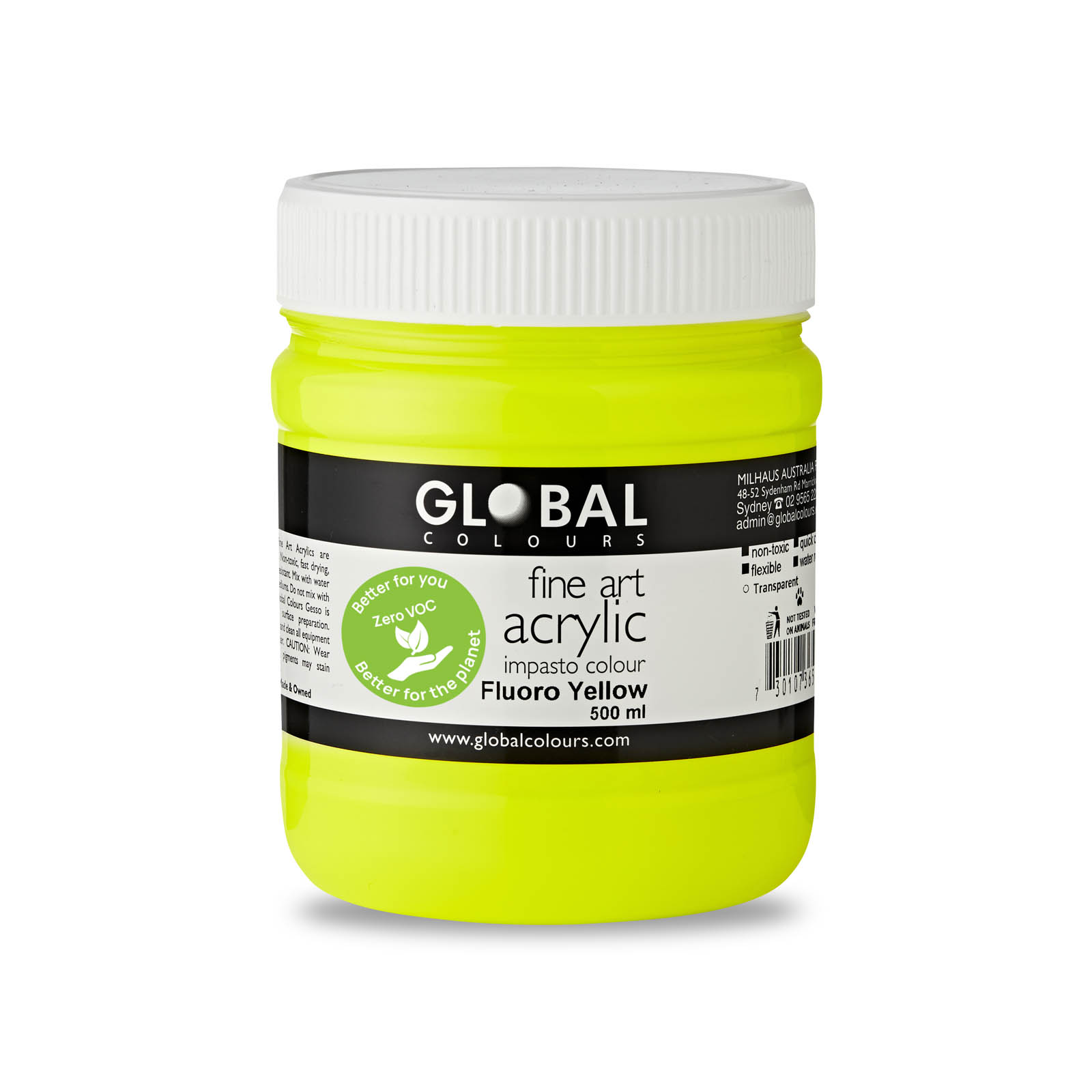 Global Colours Fluoro Yellow EcoFriendly Fine Art Acrylic Artist