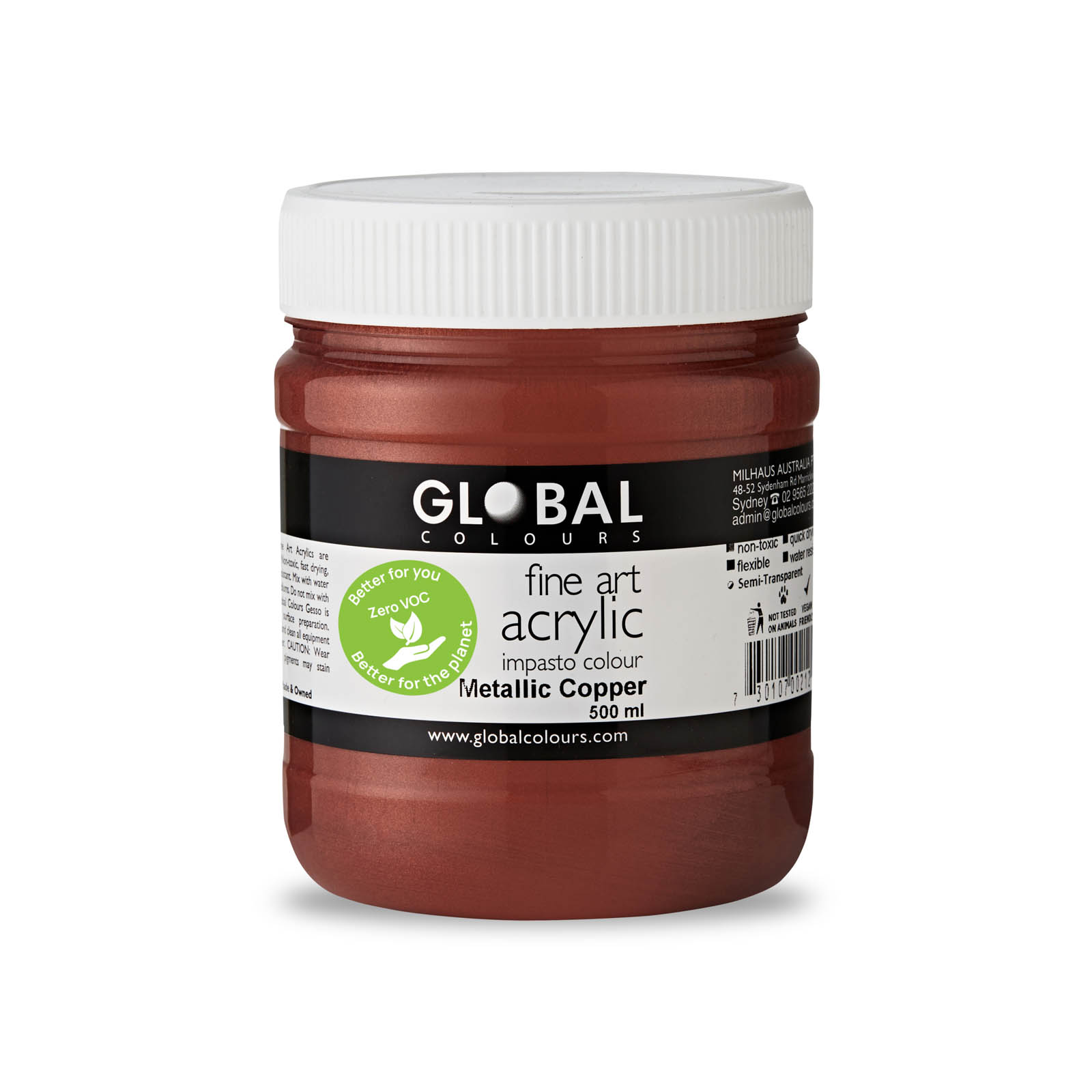 Global Colours Metallic Copper EcoFriendly Fine Art Acrylic Artist