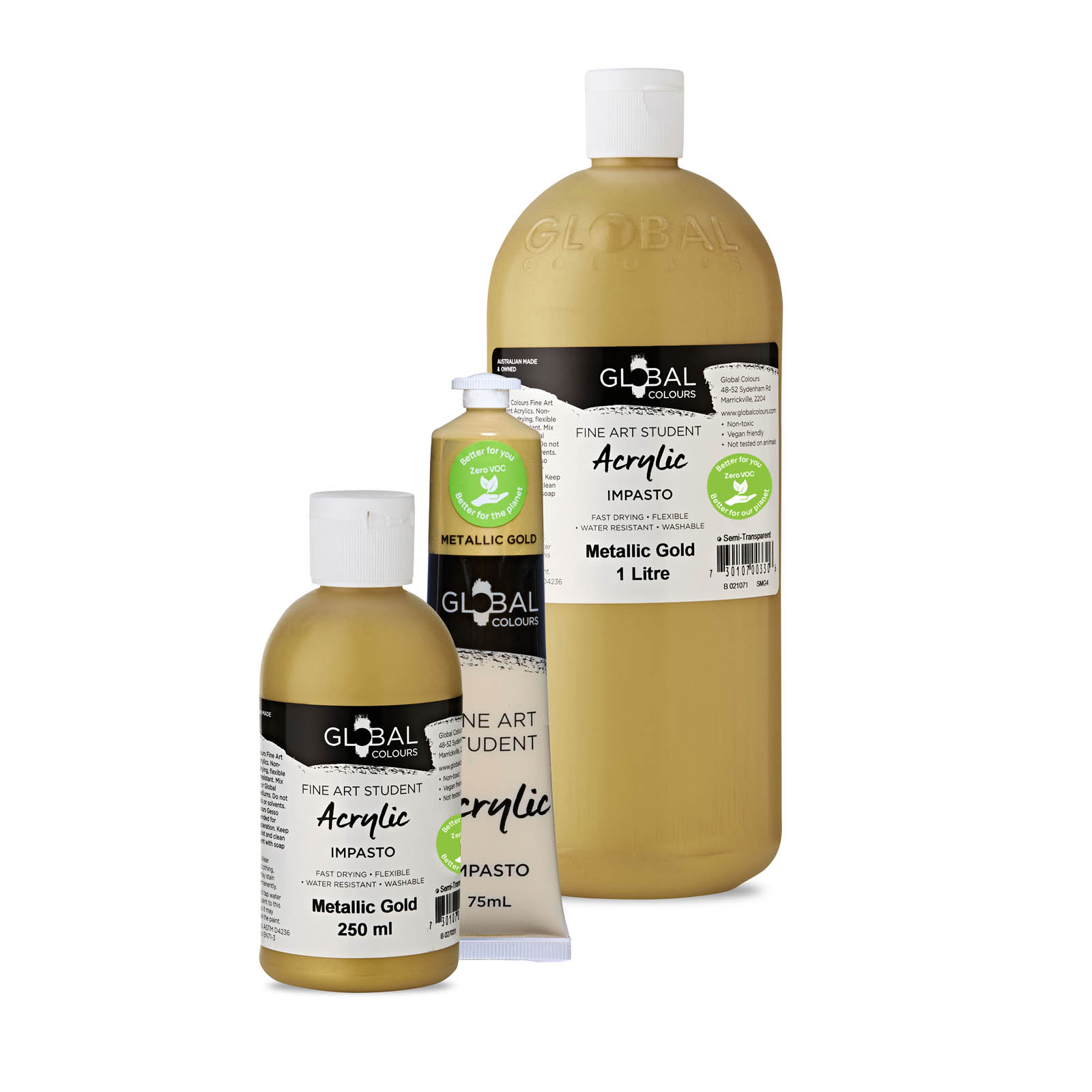 Metallic Gold EcoFriendly Fine Art Student Acrylic Artist Paint