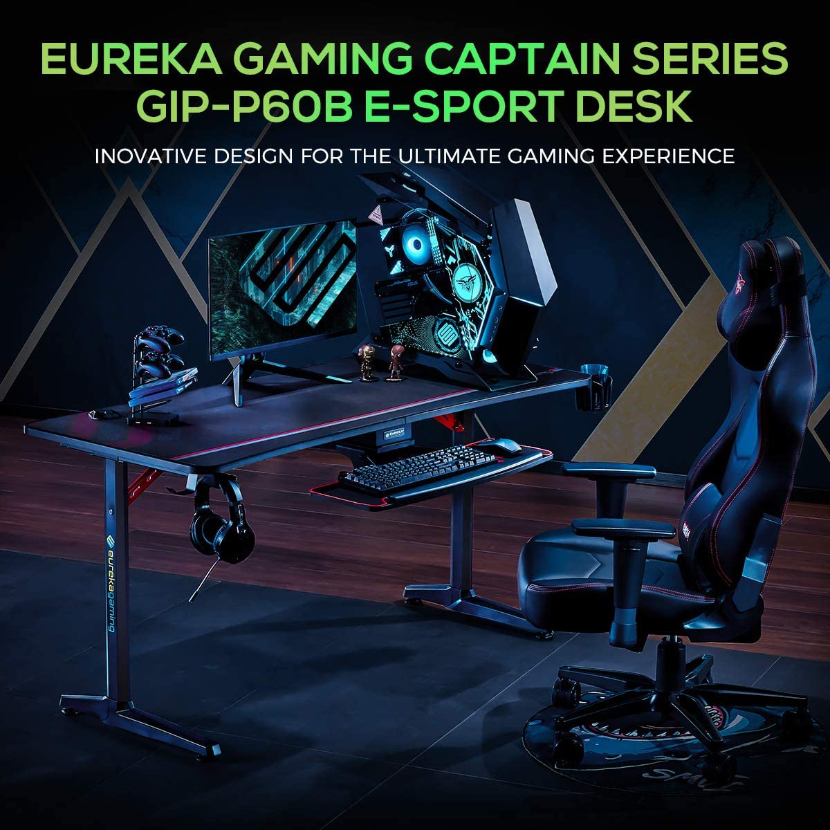 EUREKA ERGONOMIC Gaming Desk 60″ Home Office Computer Desk, New Polygon