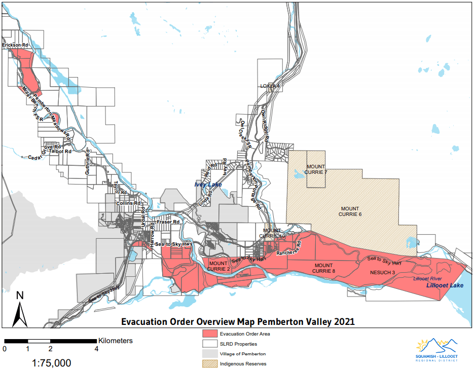 Evacuation order issued for parts of Pemberton Valley amid rising