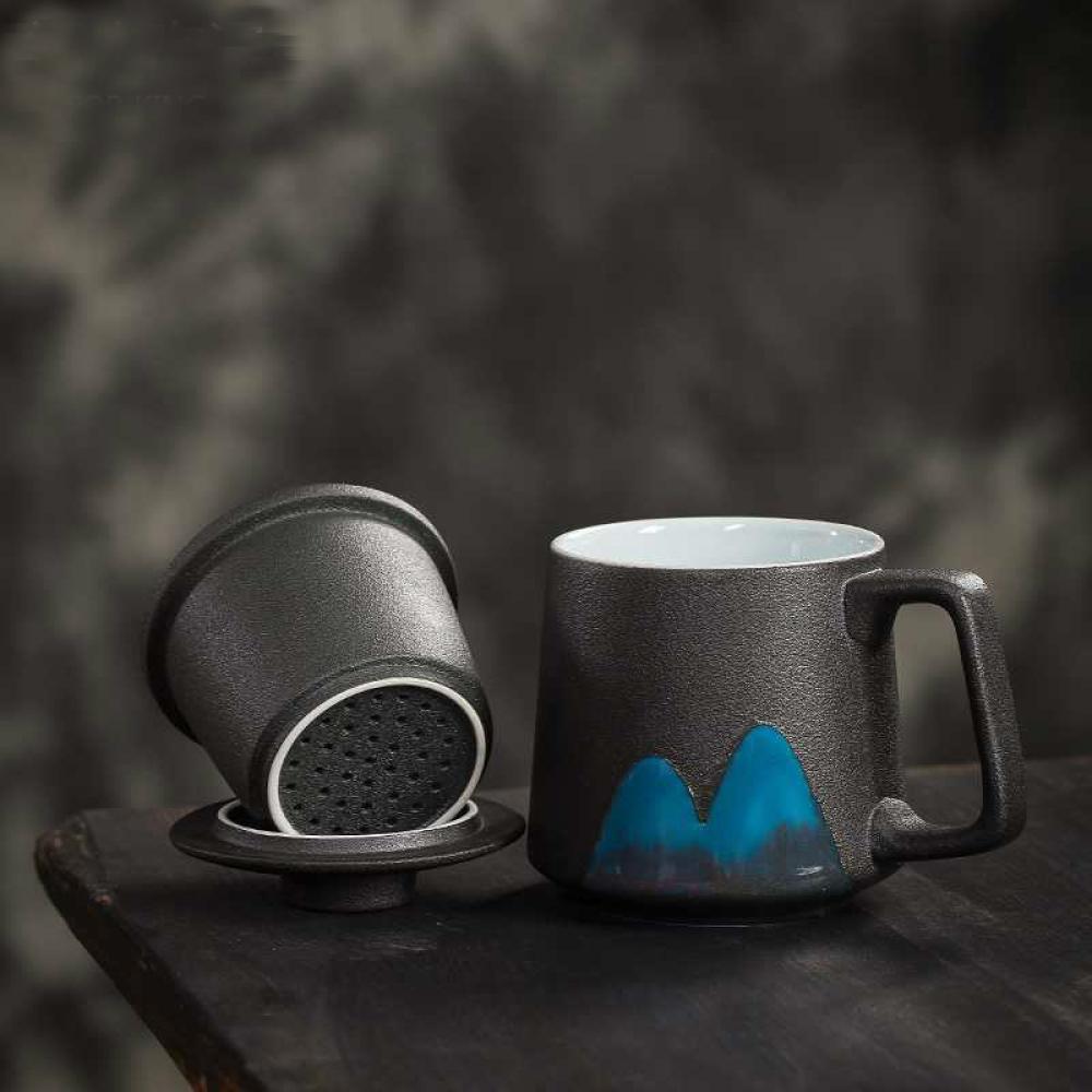 Ceramic Tea Cup Mug With Lid And Infuser Dongsheng