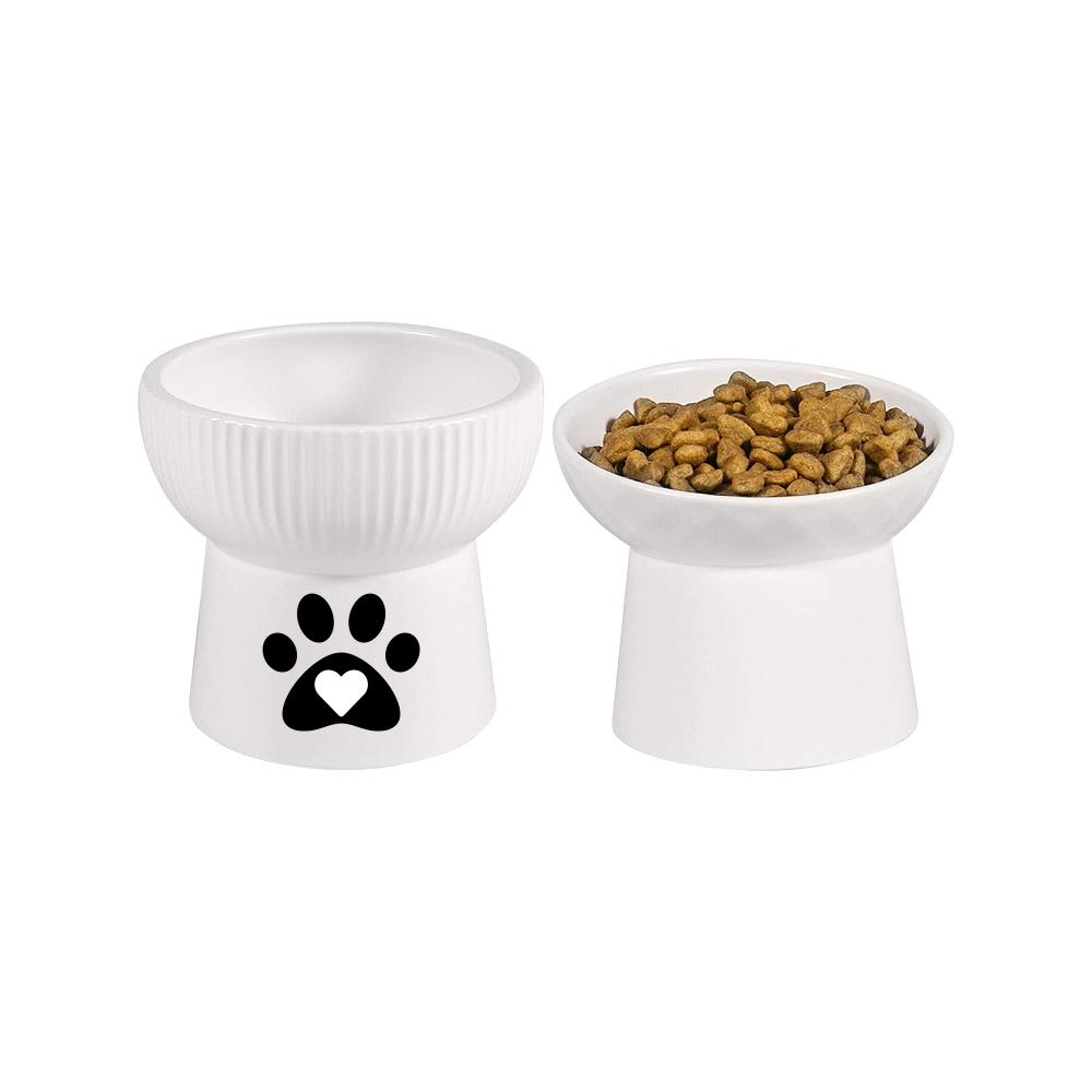 Modern Ceramic Elevated Raised Pet Dish Food Bowl Dongsheng