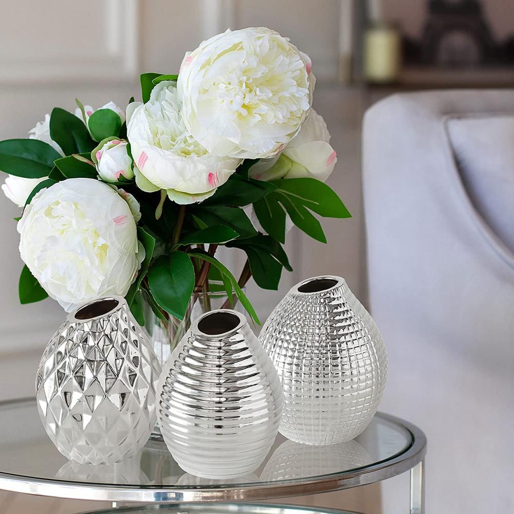 Diamond Ceramic Flower Silver Vase Dongsheng