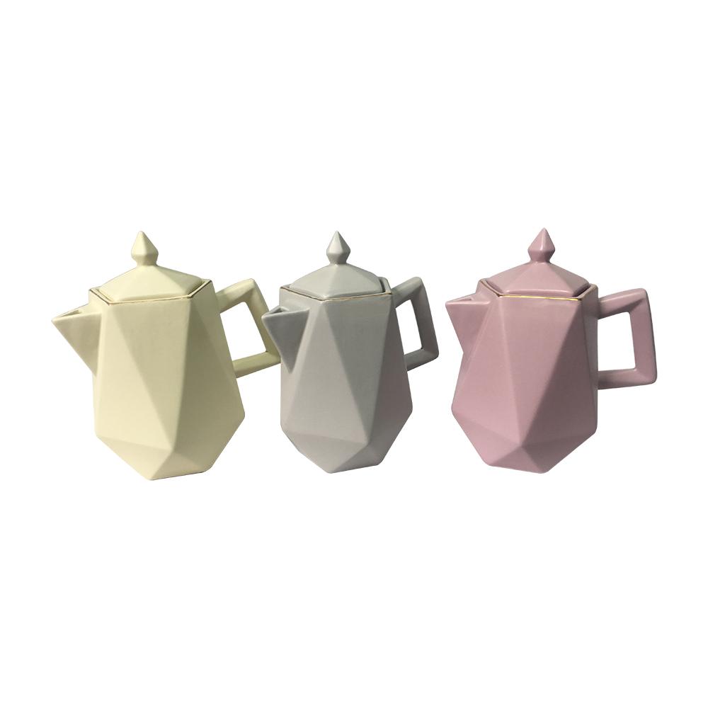 Pink Modern Geometric Stoneware Ceramic Tea Coffee Pot Dongsheng