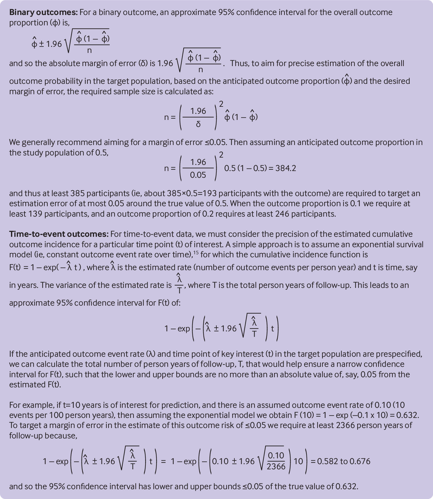 Calculating the sample size required for developing a clinical