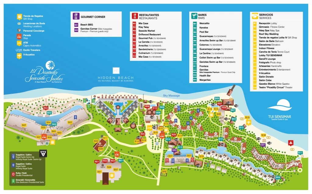 Resort Map of El Dorado Seaside Palms, Riviera Maya