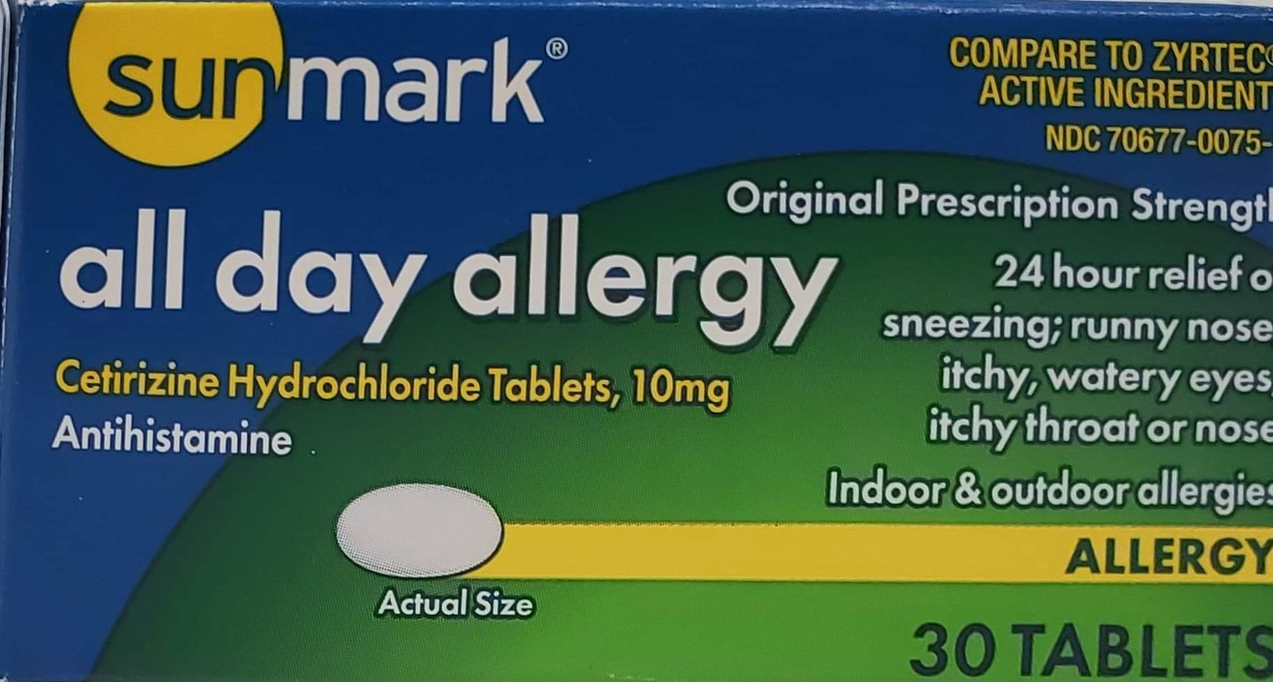 Allergy Relief sunmark® 10 mg Strength Tablet 30 per Bottle