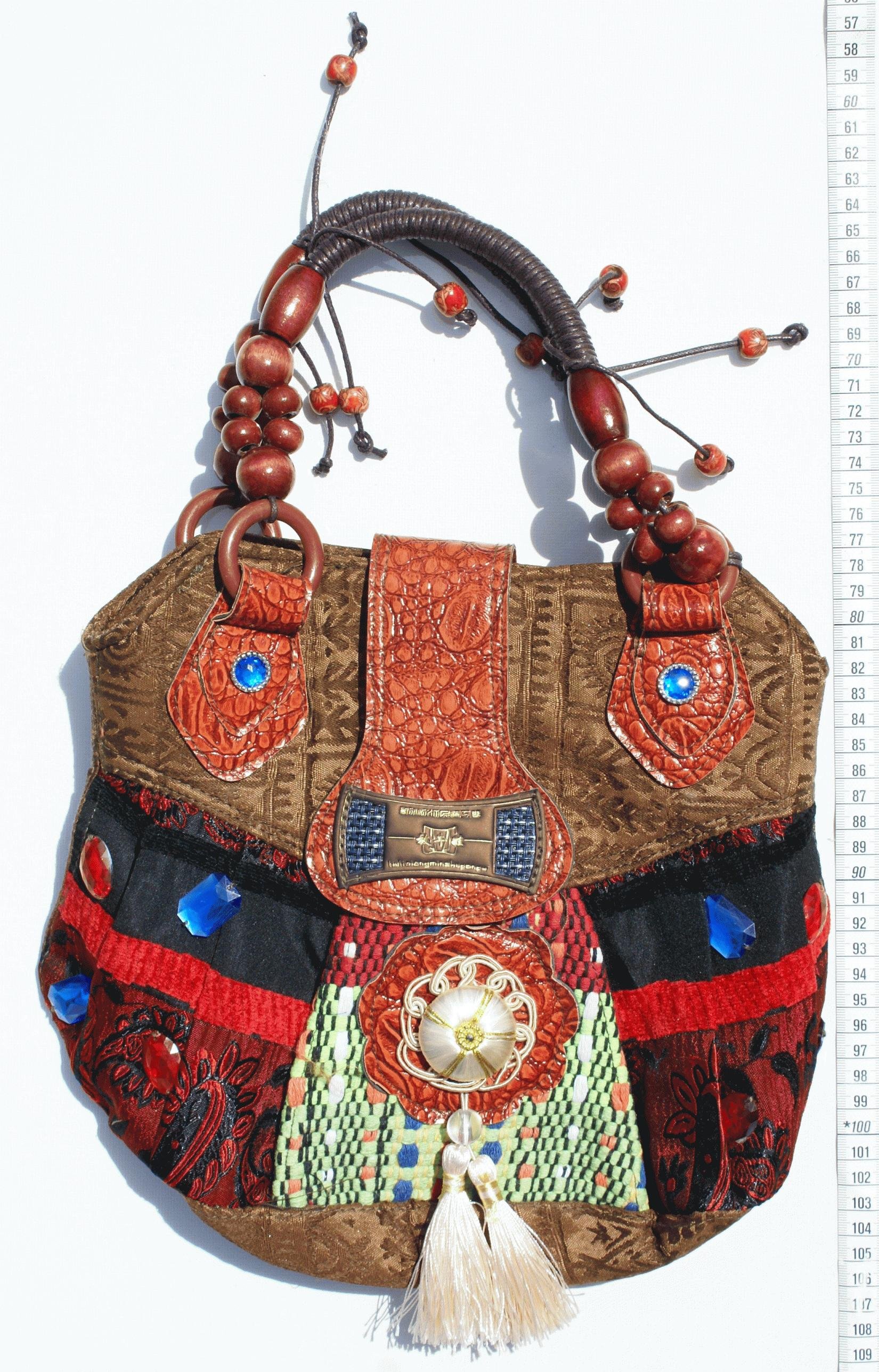 Handbag, Tibetan Ethnic Ornament, Fashion Purse with Oriental Ornament
