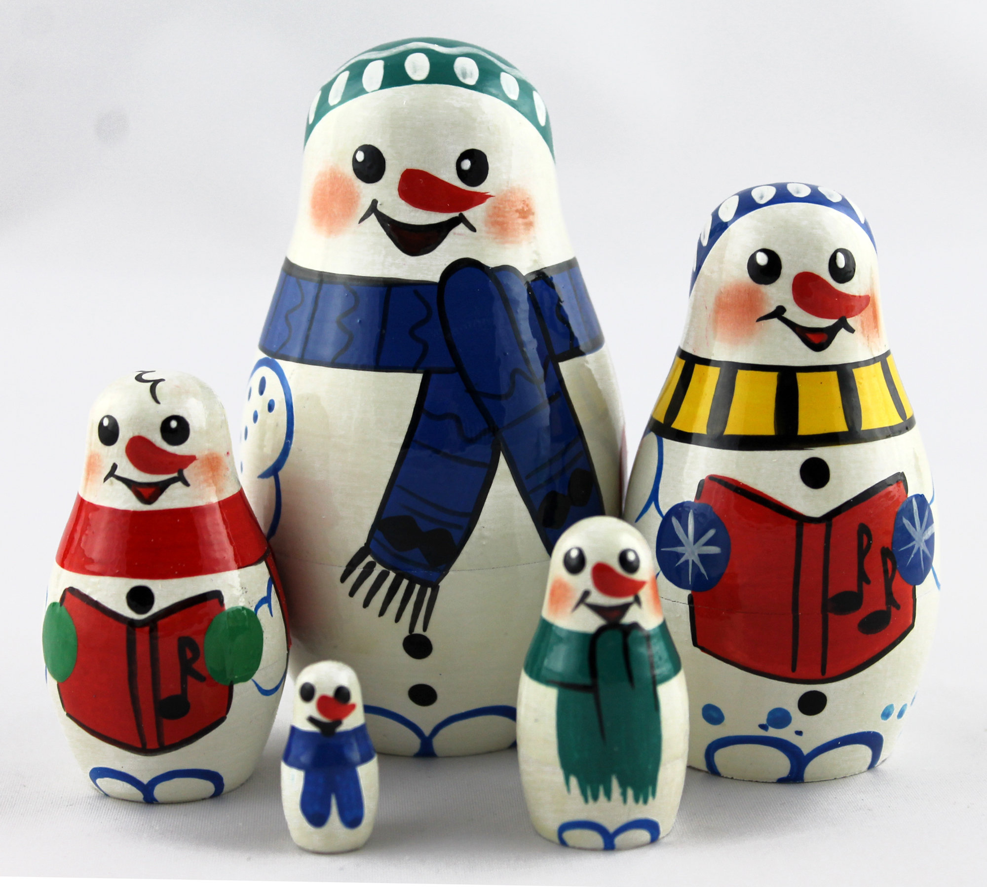 Snowmen Matryoshka Gifts Wooden Nesting Russian Stackable Wooden Dolls