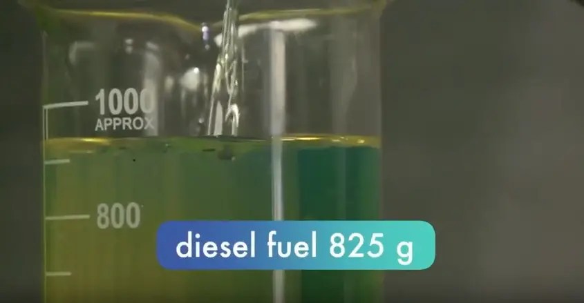 The fuel oil blending with water by means of emulsifier on vortex layer