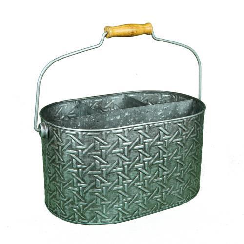 Galvanized Metal Caddy with Handle 13" to Globedecor