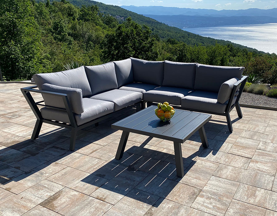 Grenada Aluminum Outdoor Corner Set in anthracite color Garden Corner