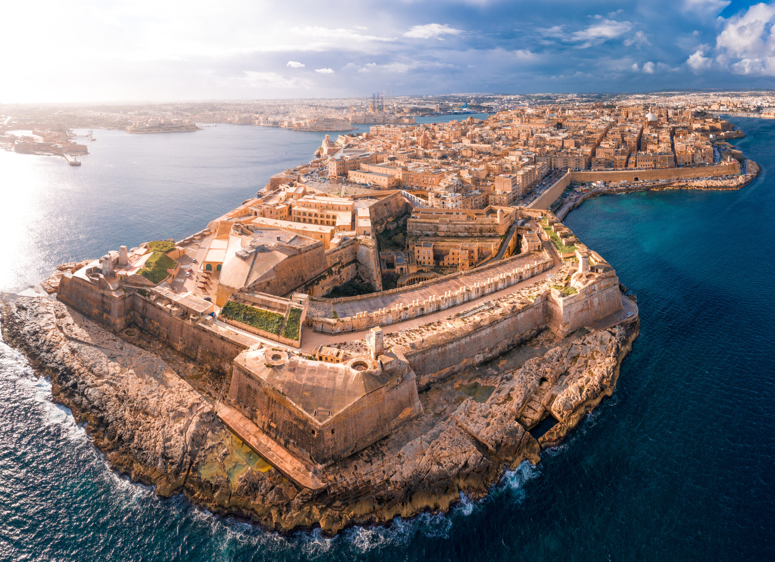 Fort St Elmo, Valletta, Malta, aerial view. Valletta is the
