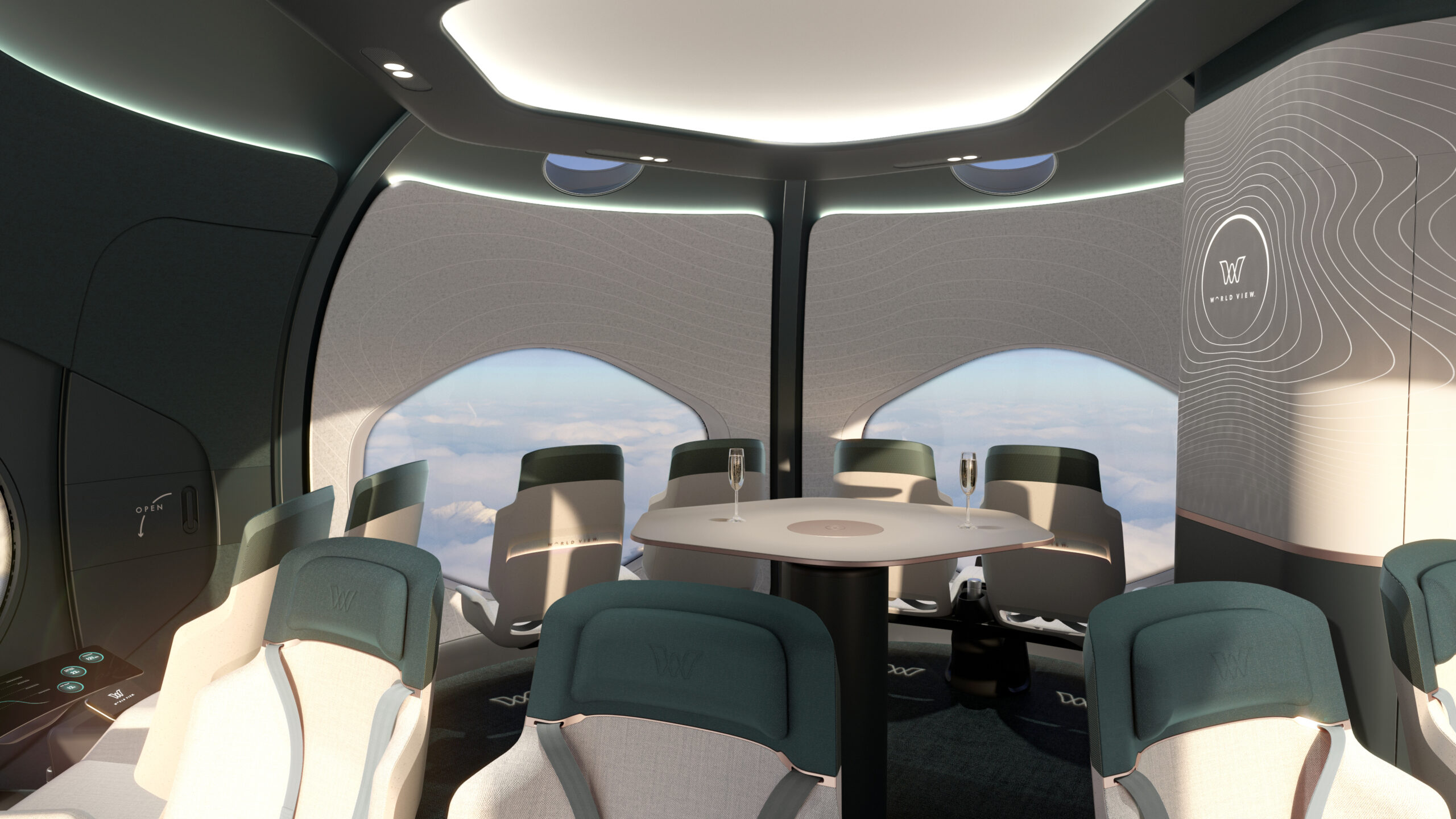 Inside World View's space tourism capsule for stratospheric cruises