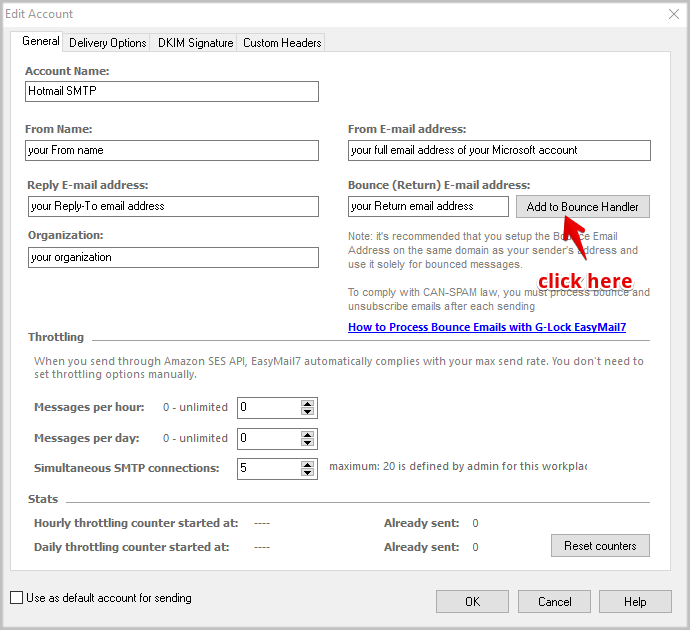 How to Use Hotmail Email Settings in EasyMail7 ⋆ GLOCKSOFT KB