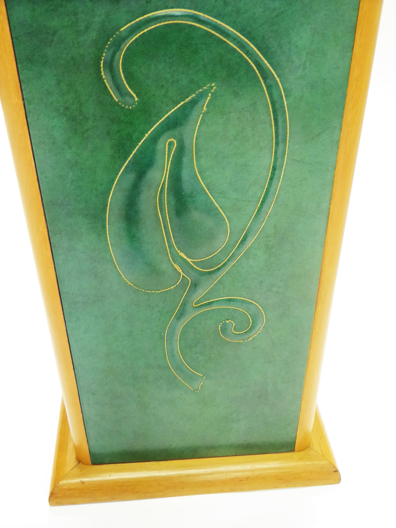 Edward Stoll Streamline Moderne Cerused Oak, Glass and Leatherette Side