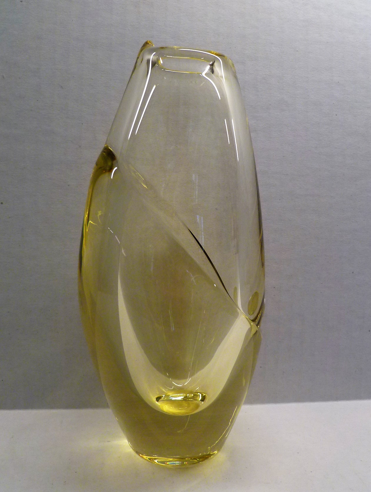 Bohemiam Modern Citrine Yellow Mid Century Glass Vase by ZBS