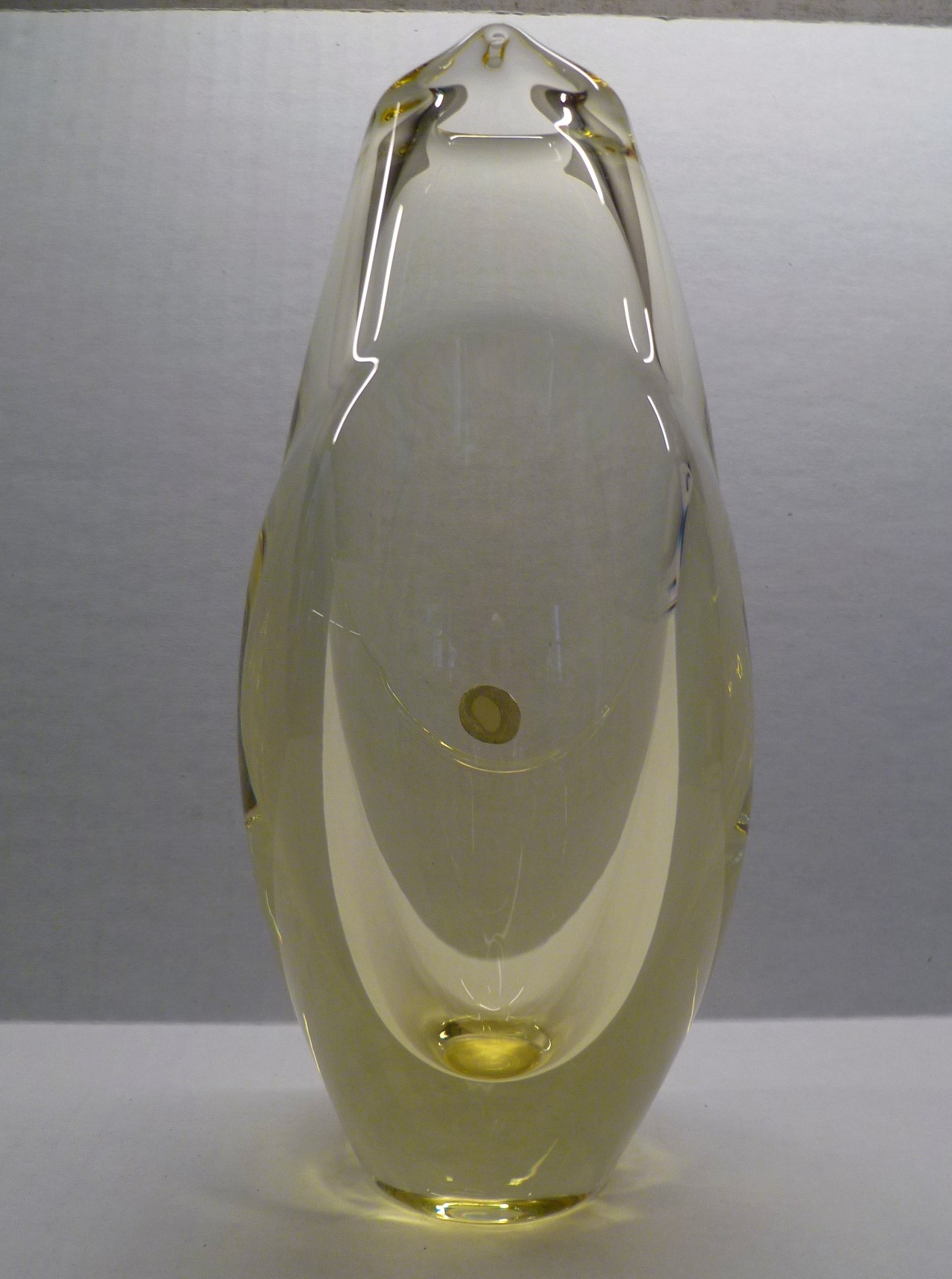 Bohemiam Modern Citrine Yellow Mid Century Glass Vase by ZBS