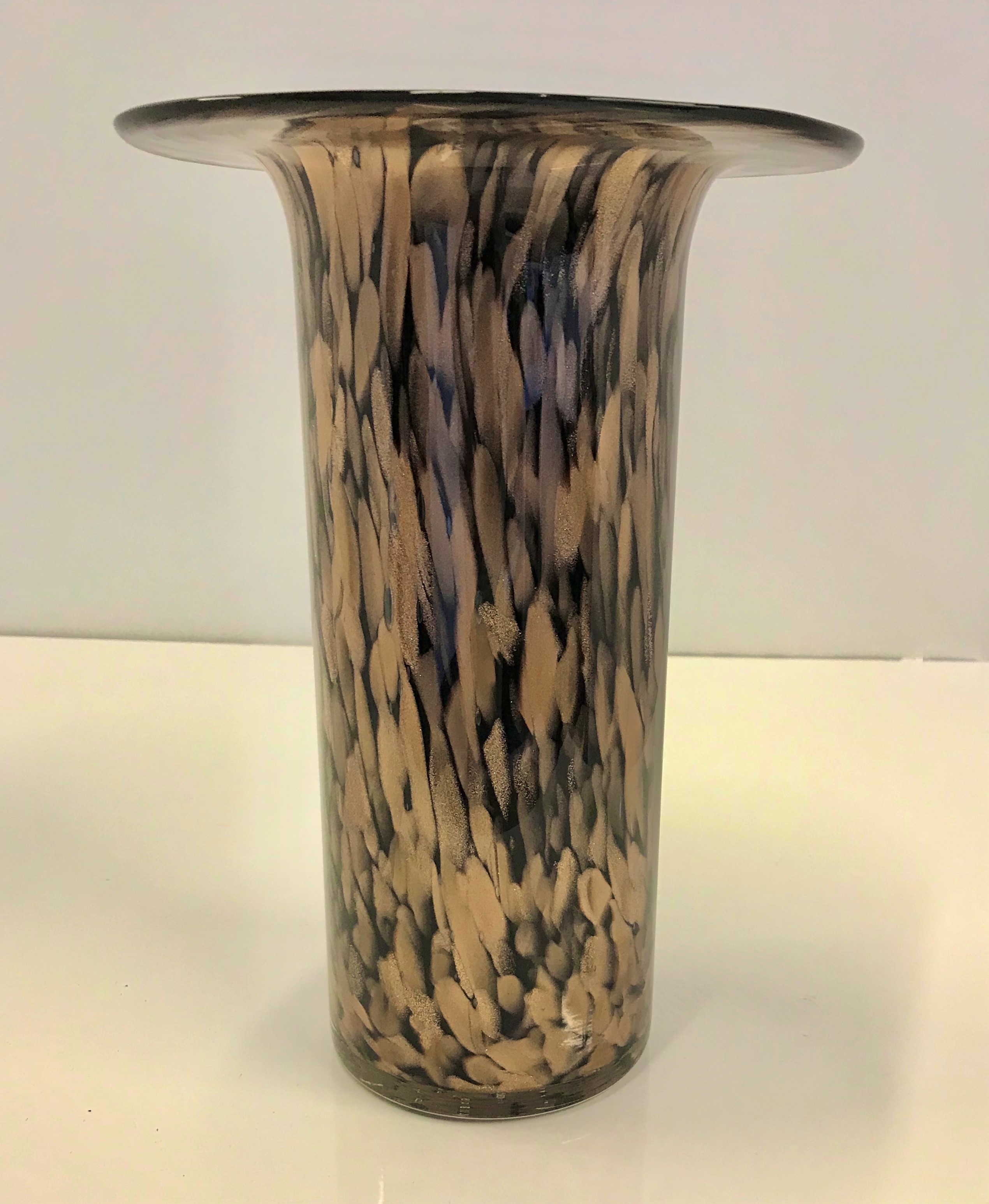 Italian Modern Murano Aventurine Black Glass Vase attributed to