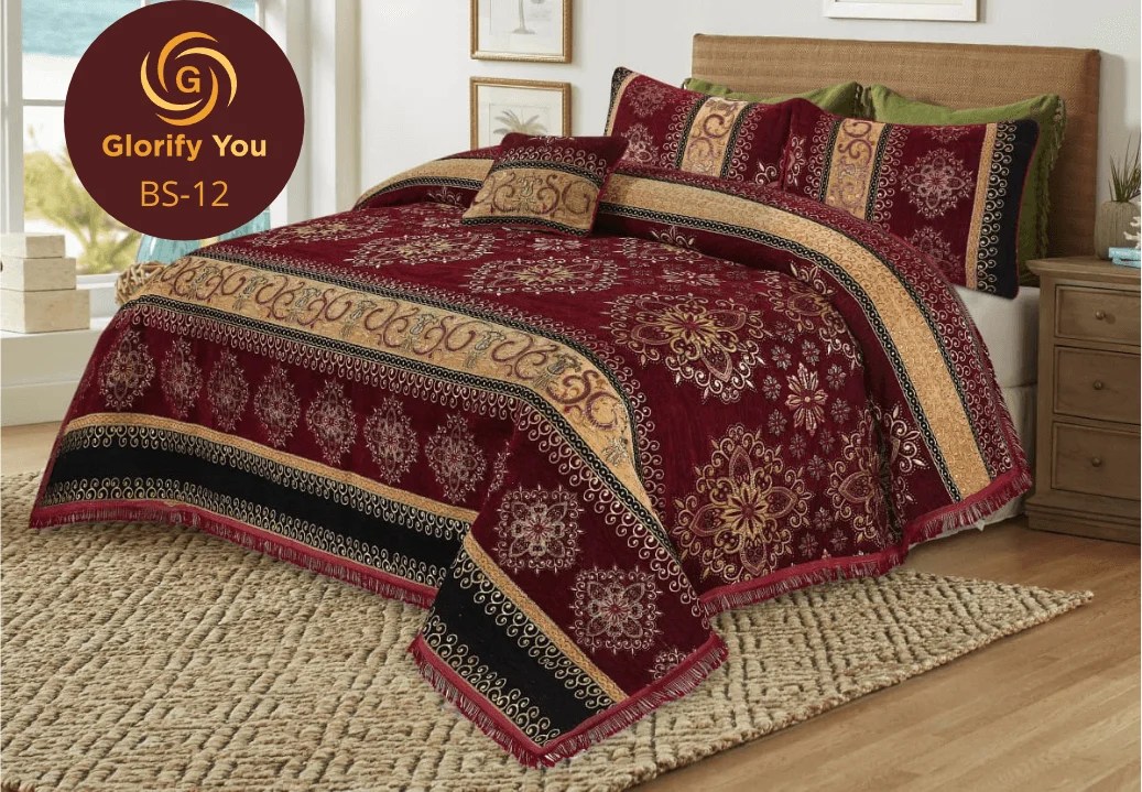 Mehroon Wedding special Velvet Bedsheet