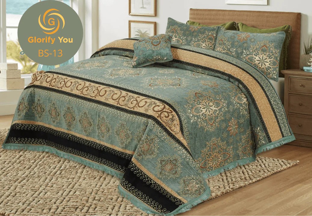 Cgreen Wedding Velvet Bedsheet BS13