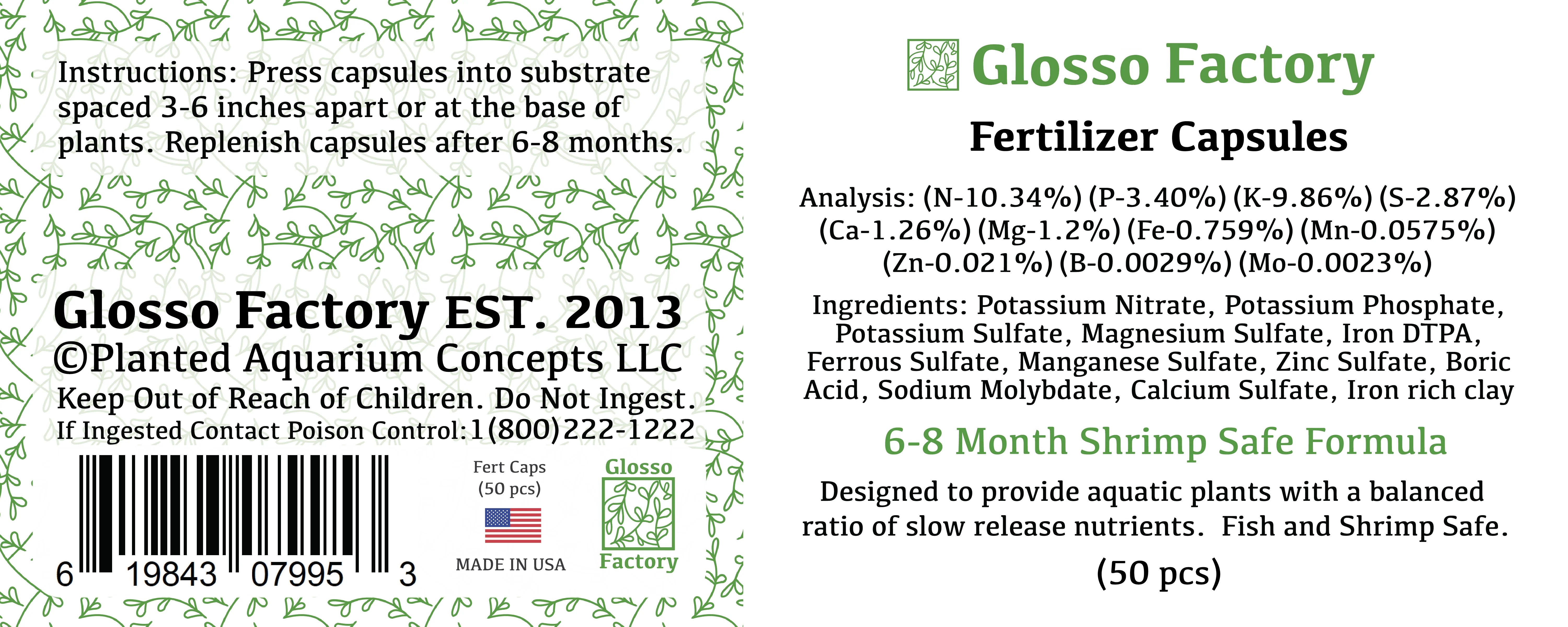 Glosso Factory Substrate Fertilizer Caps For Planted Aquariums