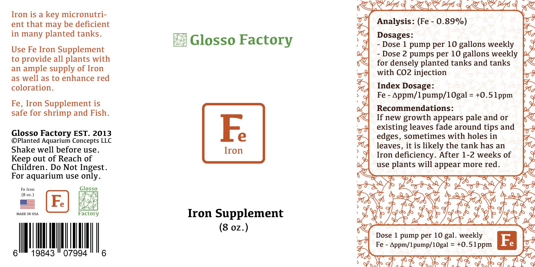 Glosso Factory Iron Fertilizer Solution For Planted Aquariums