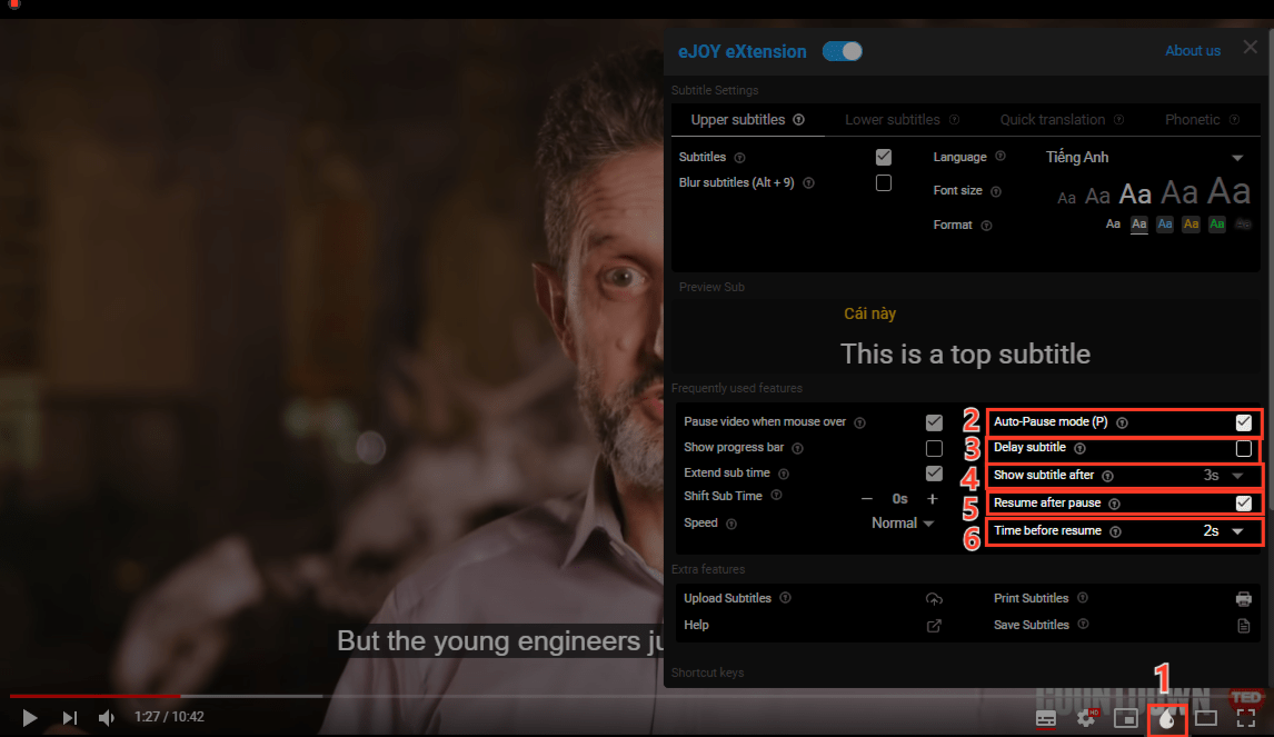 Autopause mode on videos with eJOY extension