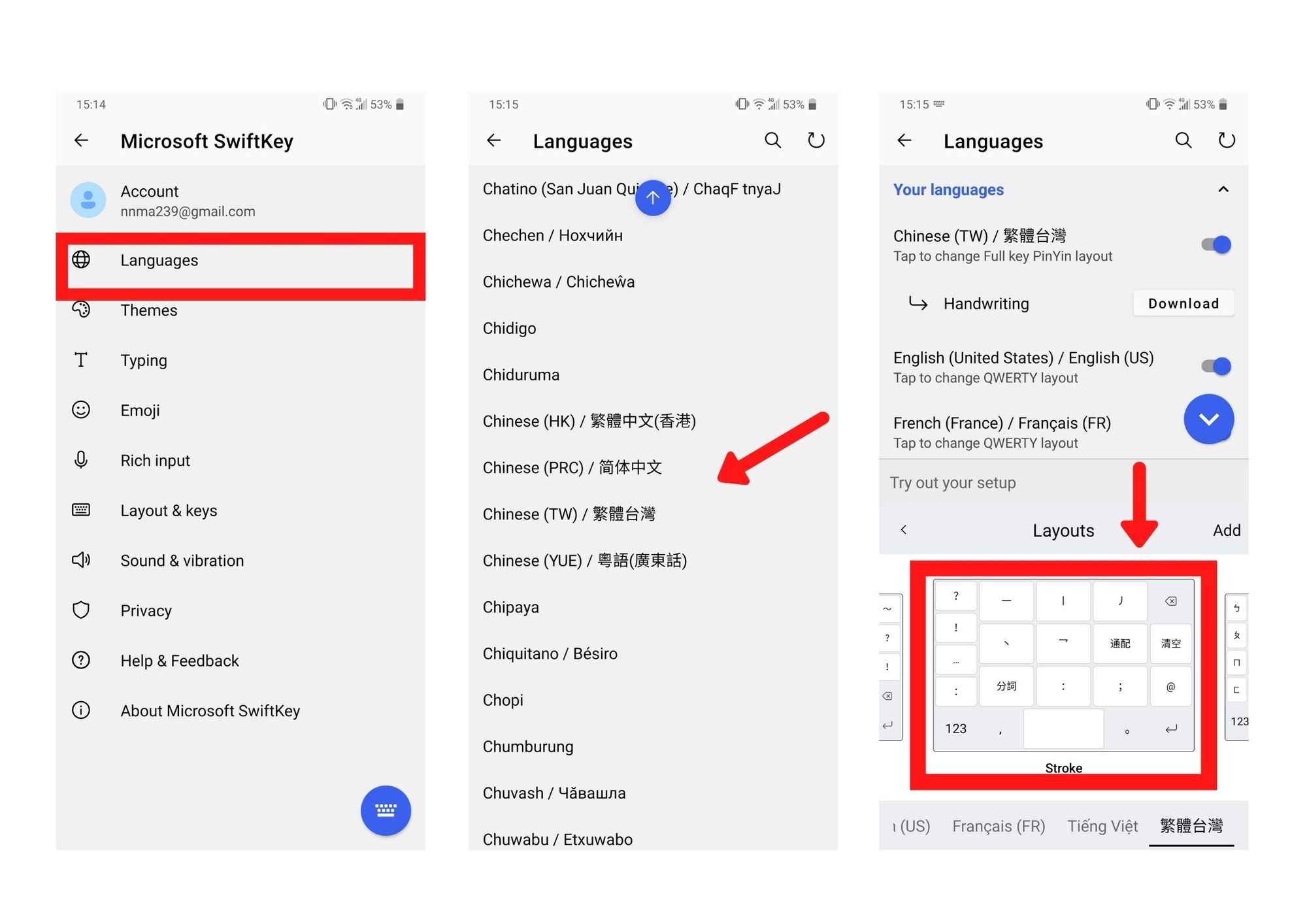 Set up Chinese keyboard for Write game