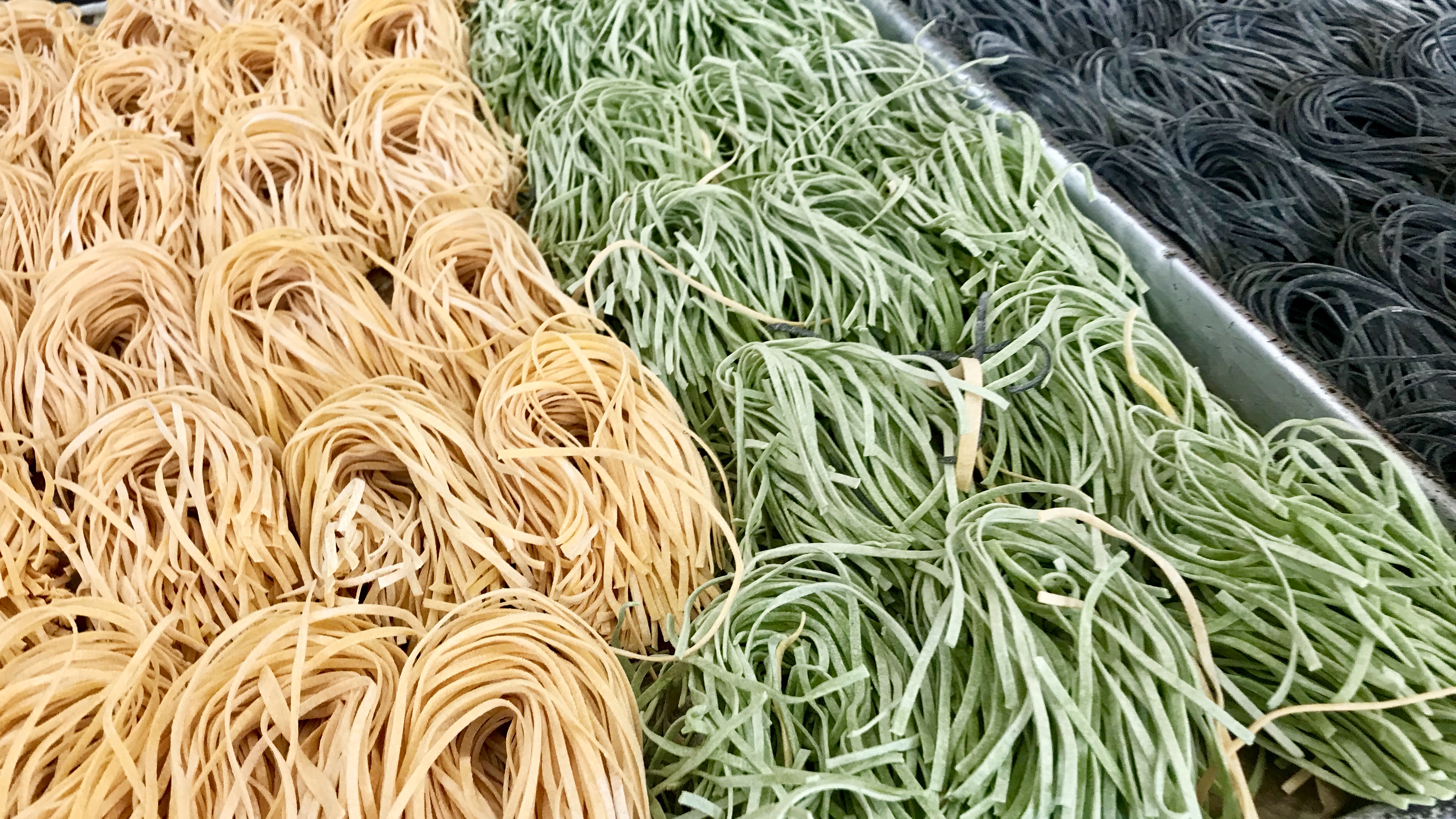 Three different kinds of tagliolini pasta at Celestino