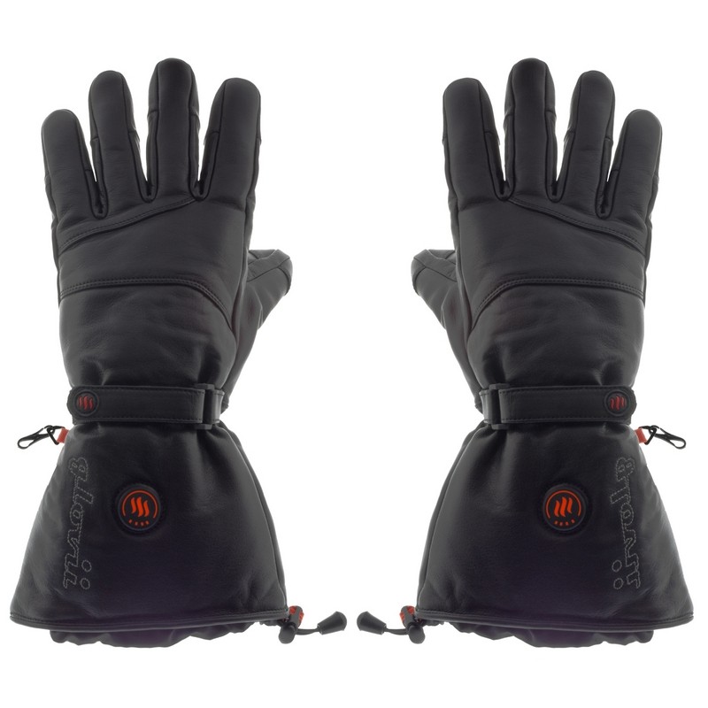 Heated leather ski gloves