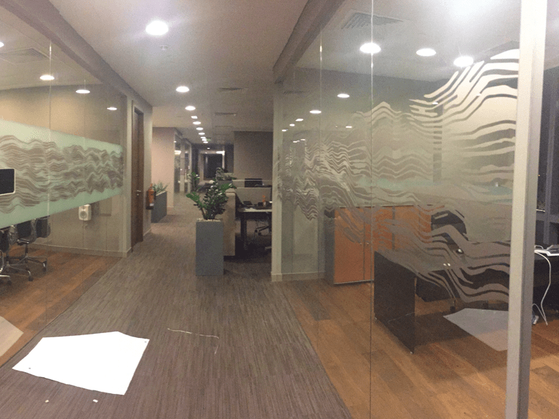 DNO Office Glass Branding Glow Star Media Solutions LLC