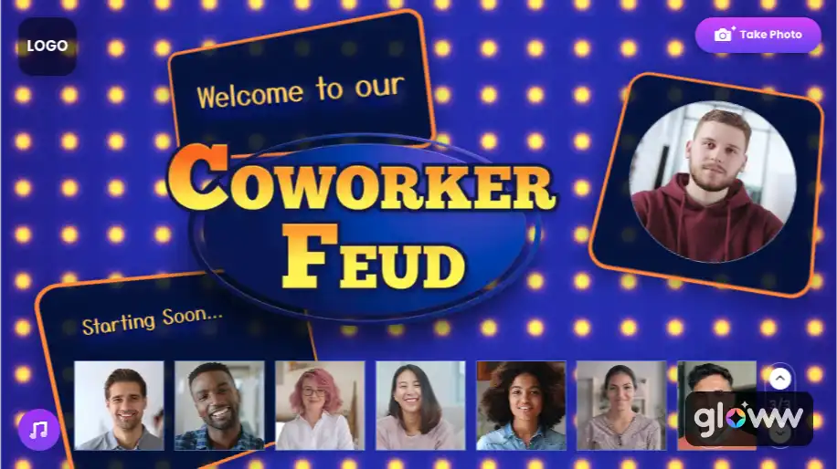 Coworker Feud Workplace competition Virtual Meeting Template